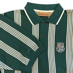 New Dartmouth College Striped Polo Green/White Embroidered 1769 Bullion Large